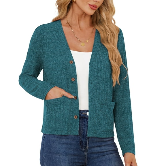 AskLazy Women's Open Front Cardigan Casual Loose Lightweight Cardigans Sweater,US Size,Dark Green(S-2XL)