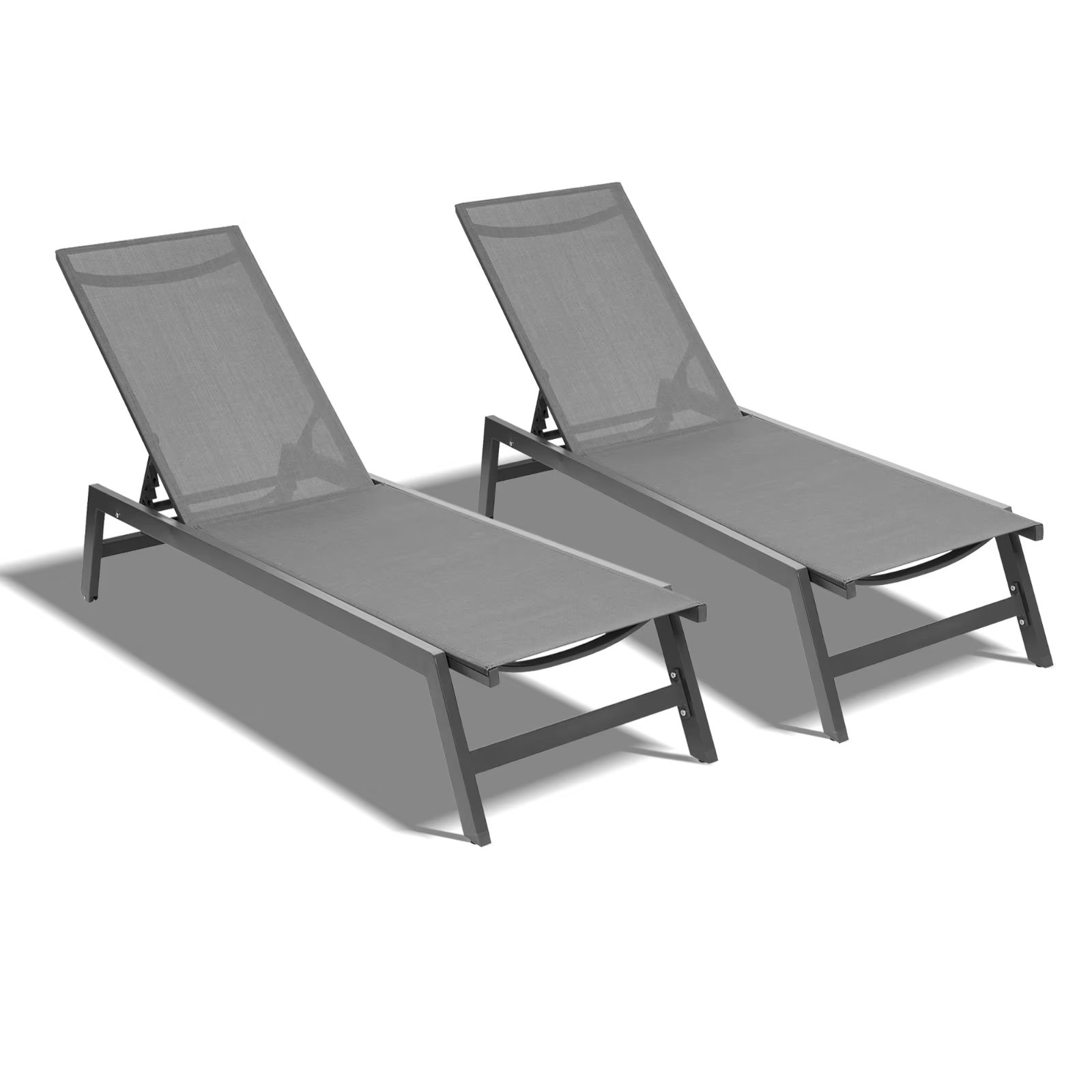2 Pieces Patio Lounge Chair Set, Patio Chaise Lounges with Thickened Cushion, All Weather Adjustable Lounge Chair Set for Patio Backyard Porch Garden Poolside, Khaki - image 4 of 7