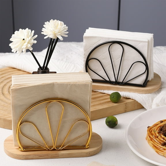 Oefntac Napkin Holder Table Napkin Rack Metal Iron Gold Modern Vertical Space Saving Durable for Kitchen Dining Table Cocktail Indoor Outdoor Home
