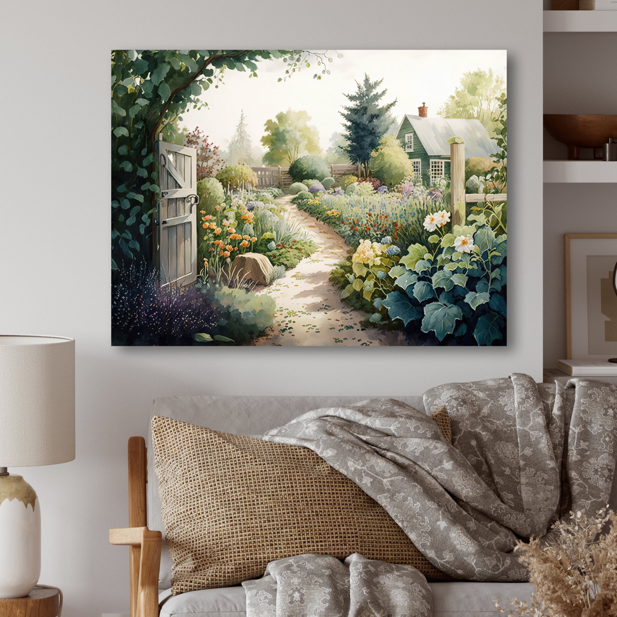 Designart Fresh Garden At The Cottage I Canvas Wall Art