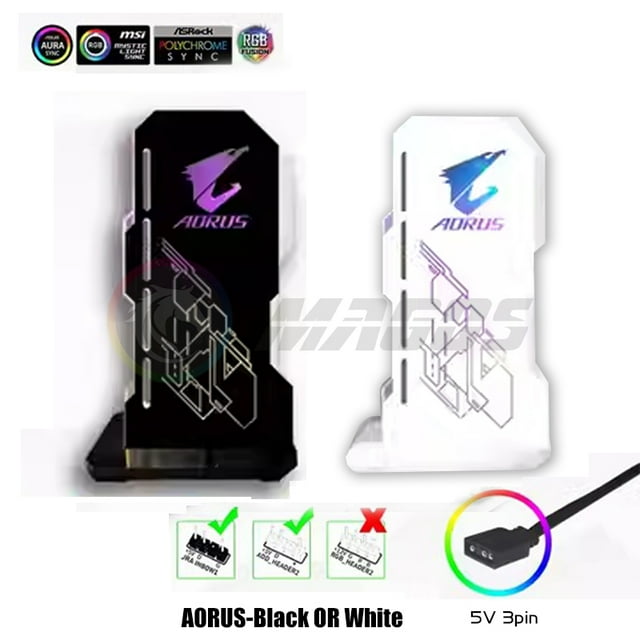 Support GPU 4090 Jack Support Série 40 VGA Support RGB Flow MSI AORUS ROG TUF Personnages d'Anime PC Assemblage MOD AORUS Blanc