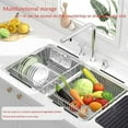 thumbnail image 3 of Stainless Steel Dish Drying Rack, Expandable Fruit & Vegetable Drain Rack over Sink, Dish Drainer Rack in Sink, with Stainless Steel Utensil Holder & Silicone Mat, 3 of 6