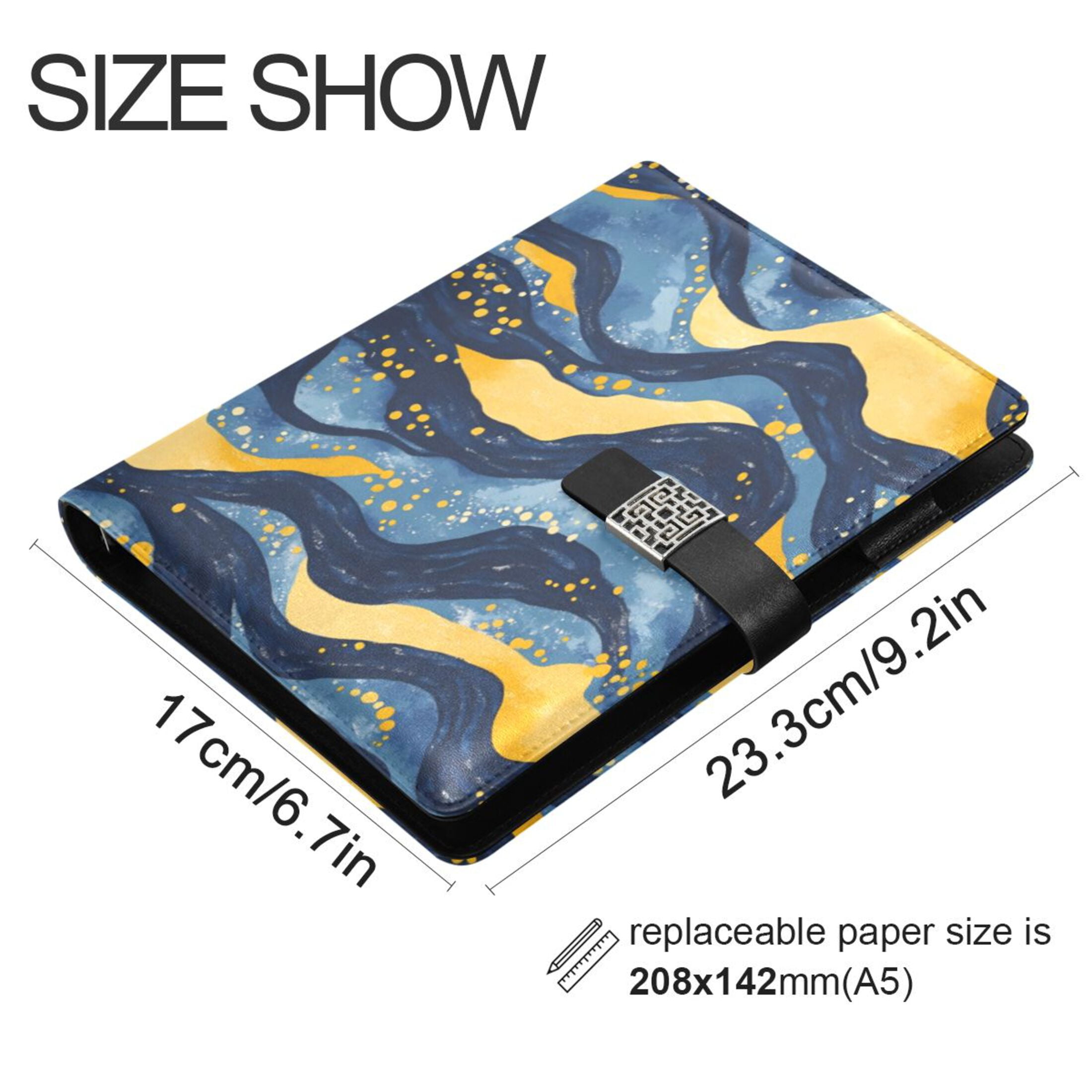 Leather Planner Leather Notebook Notebook Journal Binder Design Pen Pocket Design Convenient for Storage Blue River Pattern