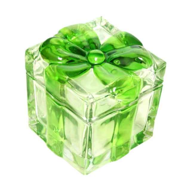 simhoa Candy Jar Glass Container Jewelry Box Sugar Bowl for Tea Dried Fruit Cookies Green Small