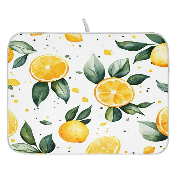 Lemon Dish Drying Mat for Kitchen, Quick Drying Absorbent Soft Durable 16" x 18"