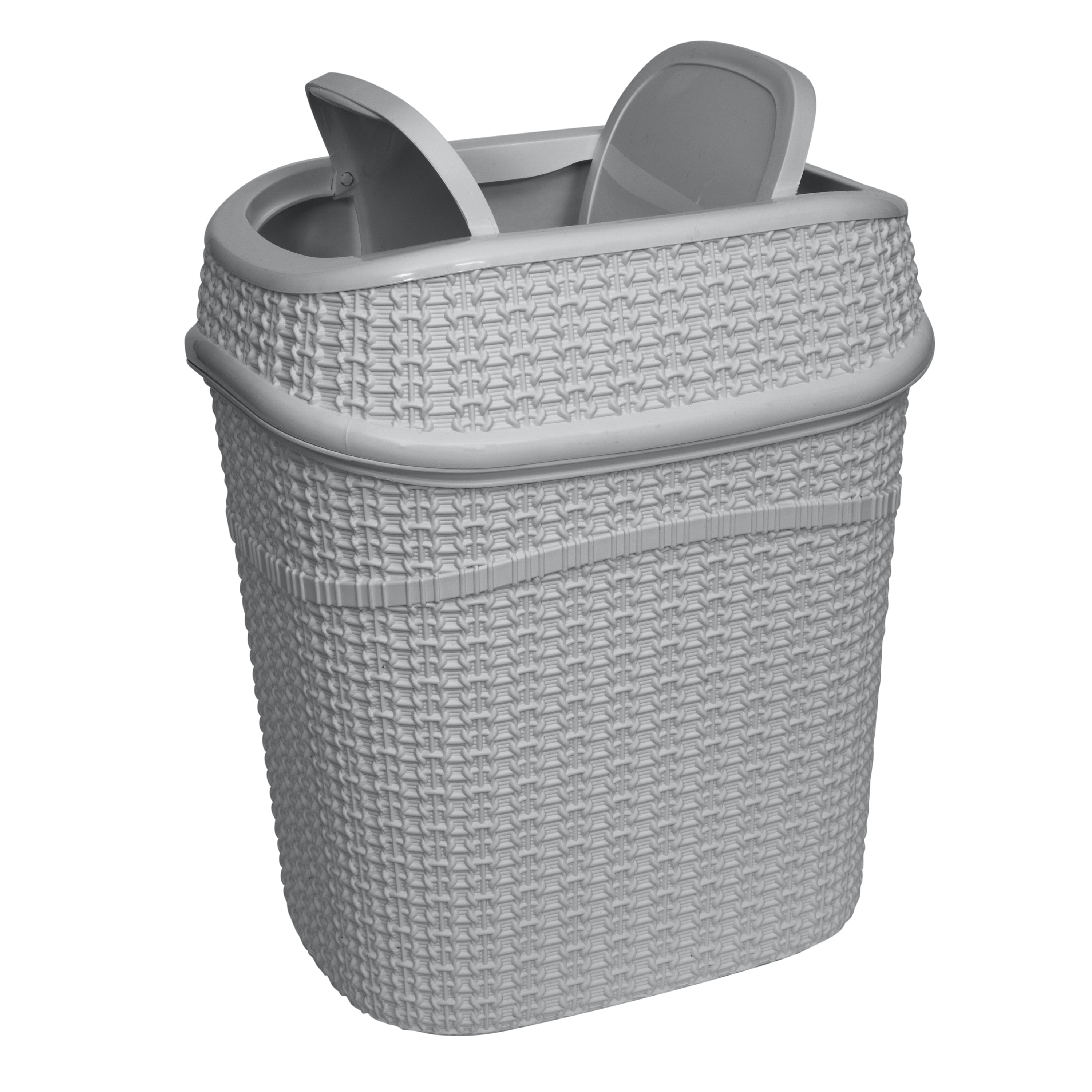 Bath Bliss 2.5 gal Sailor Knot Plastic Swing Top Bathroom Trash Can, Gray