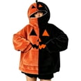 thumbnail image 2 of FUZHIQ Mens Womens Halloween Pumpkin Blanket Hoodie Oversized Sweatshirt with Face Mask Jack O Lantern for Cosplay Holiday Party, S-XXXL, 2 of 7