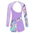 thumbnail image 2 of YEAHDOR Girls Long Sleeve Gymnastics Jumpsuit Colorful Prints Biketard Dancewear Lavender 4, 2 of 6