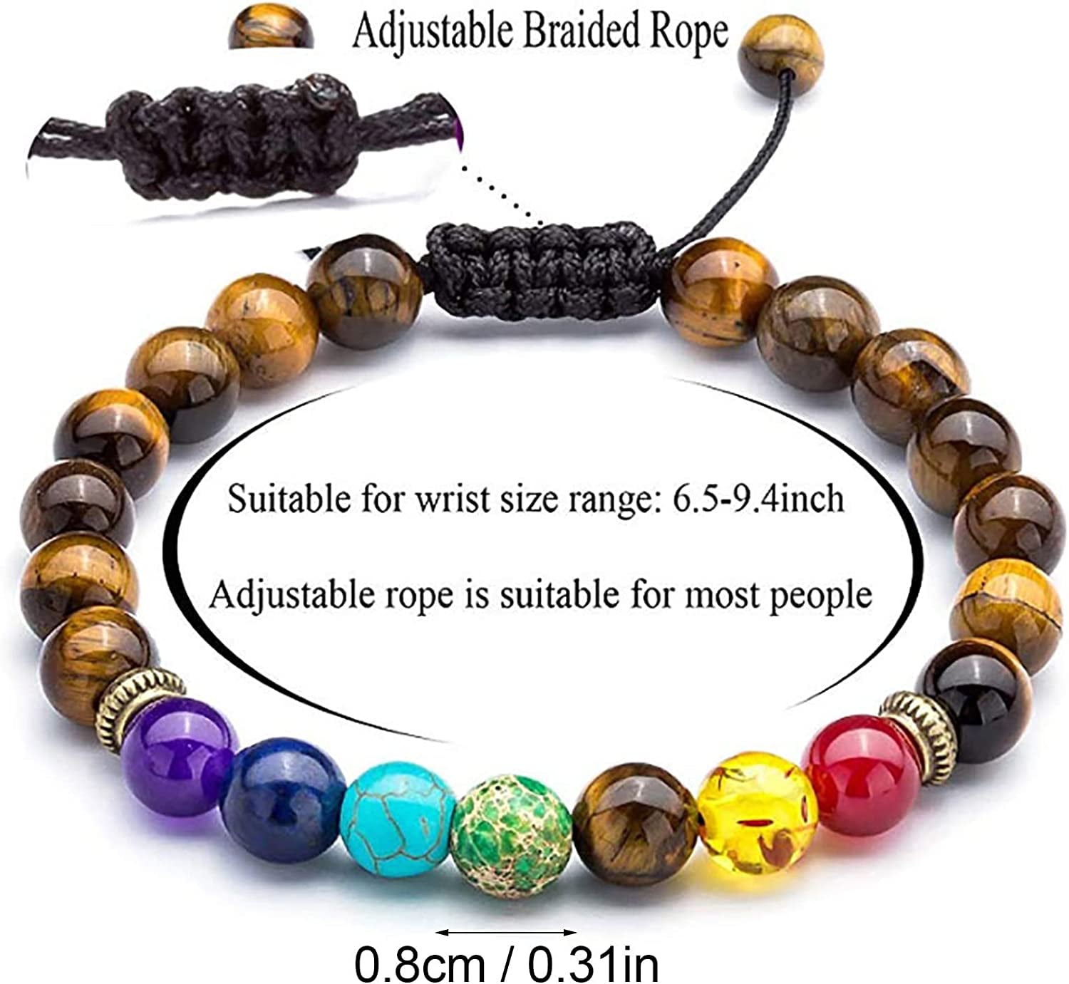 Chakra Bracelet 7 Stone Crystal Gem Natural Bead Anxiety Tree of Life Yoga  Gift | eBay