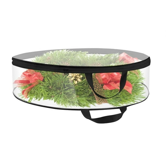 Christmas Tree Storage Bag Large Holiday Xmas Disassembled Tree Bags Christmas Ornaments Storage Bag With Carry Handles Zipper Xmas Storage Container/ Garland Storage Bag Transparent Black Edge 76*20