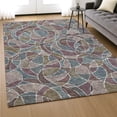 thumbnail image 6 of Addison Rugs Mayfield Premium Machine Washable Transitional Geometric Plum Rectangle Rug, 3' x 5', 6 of 6