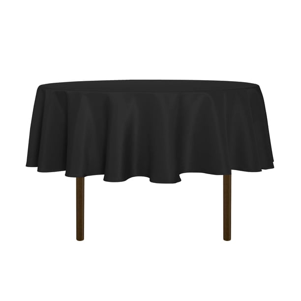 Sancua Mantel Redondo - 70 Pulgadas - Mantel De Poliéster Lavable A Prueba De Derrames Resistente Al Agua Cubierta De Mesa De Tela Decorativa Para Mesa De Comedor Fiestas De Buffet Y Camping Negro