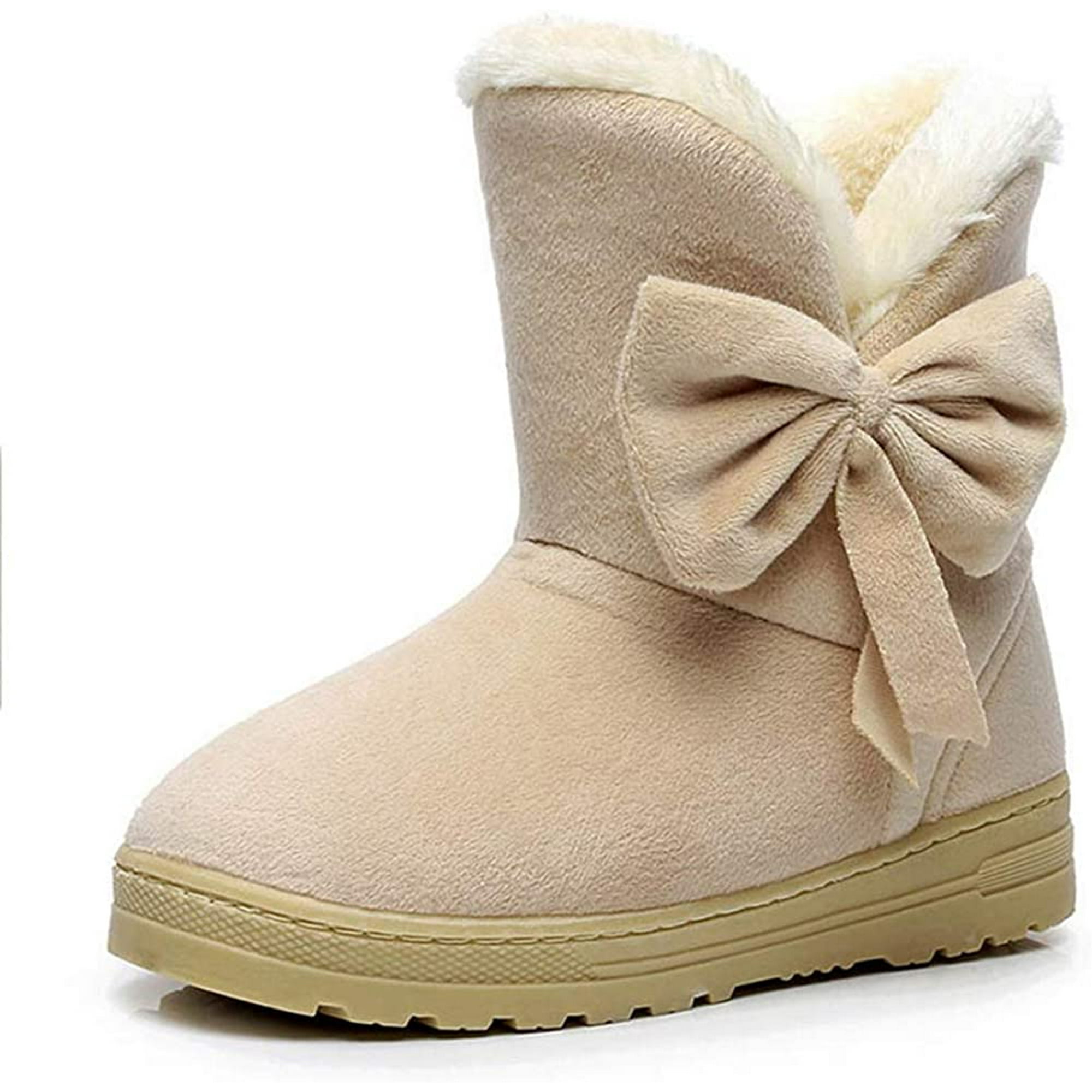Knit Booties with Sock Women s Warm Short Winter Snow Boots Size 4 Color Black Walmart