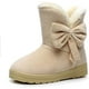 thumbnail image 1 of Bonitos botines de nieve planos con lazo para mujer, botas cortas de invierno antideslizantes con punta redonda y piel cálida Adepaton WMZL-67-10, 1 of 5