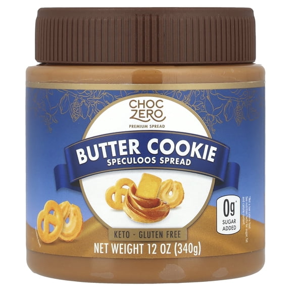 ChocZero Sugar Free Butter Cookie Spread, Keto, Low Carb, 12 oz Jar