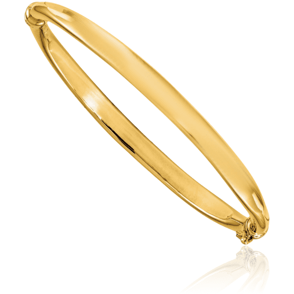 14K Solid Yellow Gold Hinged Bangle Bracelet