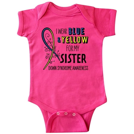 

Inktastic I Wear Blue and Yellow for my Sister- Down Syndrome awareness Gift Baby Boy or Baby Girl Bodysuit