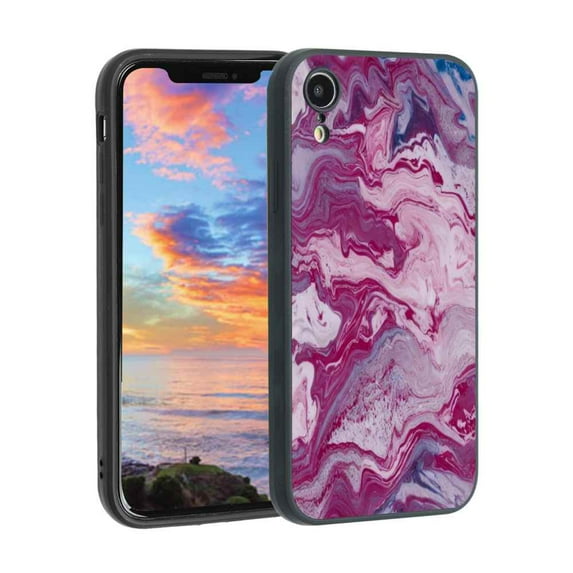 Compatible with iPhone XR Phone Case, Pink-Marble-4 Case Men Women, Flexible Silicone Shockproof Case for iPhone XR
