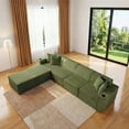 thumbnail image 2 of SEENYOO 133" Cloud Couch, Green Modular Sectional Sofa with 2 Ottomans, Corduroy Deep Seat for Living Room, No Assembly Required, 2 of 18