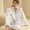 White(New), variant on Womens Solid Color Casual Lapel Long Sleeve Loose Silk-like Fabric Button Front Comfort Pajamas Set