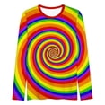 thumbnail image 4 of Women's Long Sleeve Shirt Colourful Rainbow Print T-Shirt Round Neck Tops 70s Hippie Carnival Fancy Dress Outfit Tunic Blouse Casual Streetwear, 4 of 4