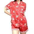 thumbnail image 1 of hirigin Women 2 Pieces Christmas Sleepwear Set, Gingerbread Man Print Lapel Short Sleeve Button-Down Tops + Shorts Pajamas Suit, 1 of 9