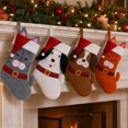 thumbnail image 5 of Cute Cat Dog Christmas Stockings with Santa Hat 17.7 Inch Large Velvet Pet Hanging Stocking with Plush Cuff Xmas Fireplace Stockings for Christmas Tree Mantel Gifts for Pets Family (Brown), 5 of 6