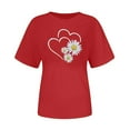 thumbnail image 2 of Pisexur Hauts pour Femmes T-Shirt Graphique de la Saint-Valentin - Col Rond Manches Courtes Imprimé Rouge, 2TG, 2 of 5