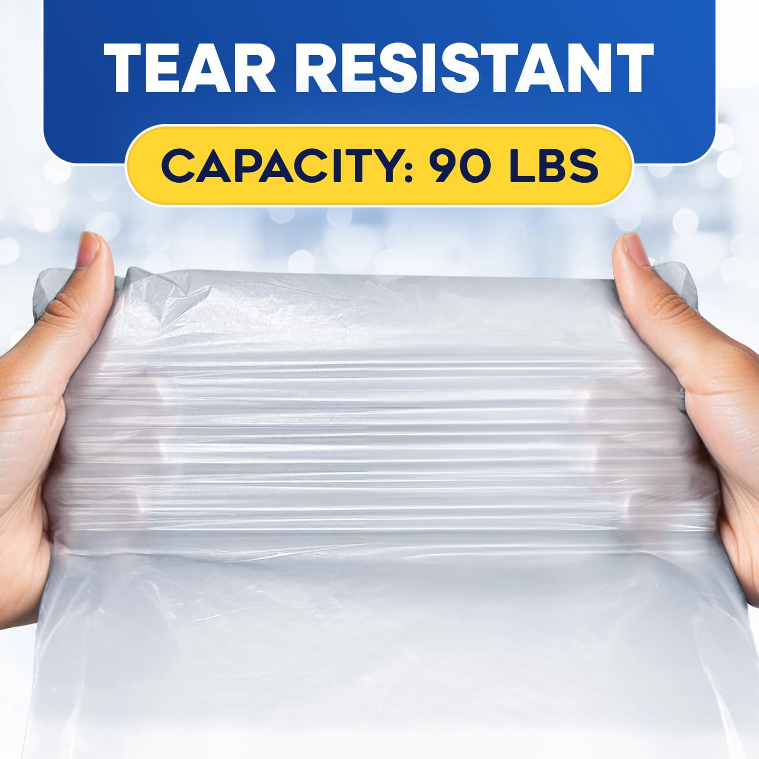 (100 Pack) 55-60 Gallon Trash Bags, 2 Mil, Heavy Duty, Fit Rubbermaid Brute Rollout, Round and Square 32-55 gal Trash Cans, 43" x 47" Large Durable Garbage Trash Can Liners, Bulk (2 Mil Clear)
