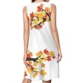 thumbnail image 2 of Bird On A Tree With Autumn Leaves Spring Summer Dresses for Women Fashion T-shirt Dress Casual Sleeveless Loose Sundress with Pockets, 2 of 5