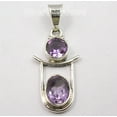 thumbnail image 2 of SilverStarJewel 925 Silver Faceted Purple Amethyst 2 Gem Trendy Pendant 1.4" Christmas Day, 2 of 3