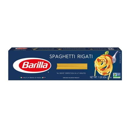 (4 pack) Barilla Pasta Spaghetti Rigati, 16.0 OZ (Best Spaghetti Noodles Brand)