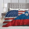 America and Slovenia Slovene Slovenian Triangle Flag Blanket Soft Throw