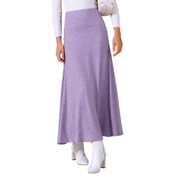 Falda Maxi Casual Ligera Acampanada de Cintura Alta INSPIRE CHIC para Mujeres S Púrpura