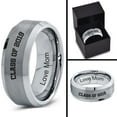 thumbnail image 4 of Tungsten Graduating Class Of 2019 Engraved Love Mom Band Ring 8mm Men Women Comfort Fit Gray Step Bevel Edge Brushed Polished, 4 of 4