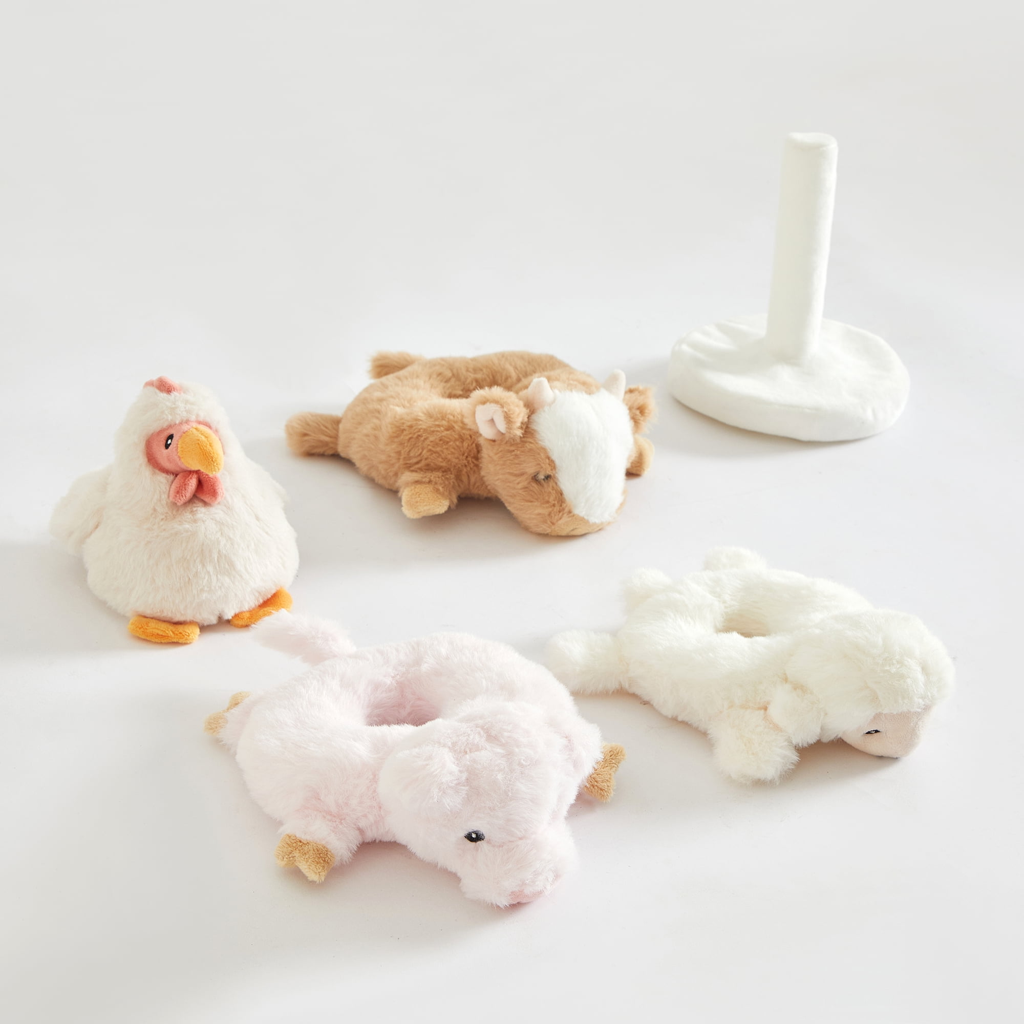 Heritage Baby 5-PC Stackable Plush Baby Farm Animals Rattle Set