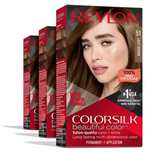 Tinte para el cabello Revlon Colorsilk Permanent Brown 100% gris (x3)