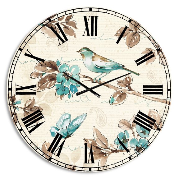 Designart 'Beige Bird Wings' Traditional wall clock