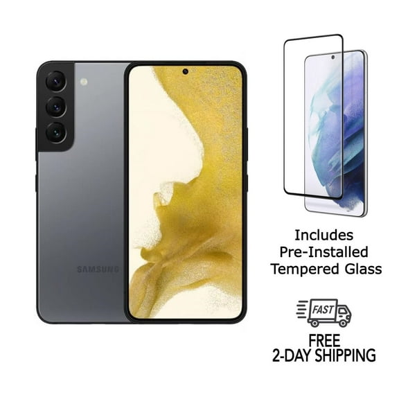 Pre-Owned Samsung Galaxy S22 Plus 5G S906U (Fully Unlocked) 128GB Graphite with Tempered Glass screen protector