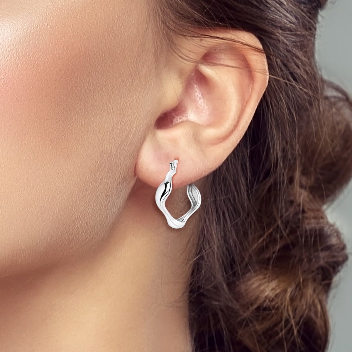 MULA European 925 Sterling Silver Flowing Curve Hoop Earrings, Minimalist Women's Jewelry Birthday Gift for Her