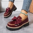 thumbnail image 4 of Mocassins à Nœud pour Femme à Semelle Épaisse, Décontractés, en Cuir Verni, Chaussures Habillées de Bureau, Plateforme, à Enfiler, Chaussures de Marche, Rouges, Taille 7,5, 4 of 8
