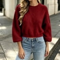 thumbnail image 5 of yillto Sweater for Womens Crop Knit Long Sleeve Fuzzy Crew Neck Pullover Warm Fall Winter Outwear, 5 of 6