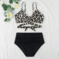 thumbnail image 3 of QLEICOM Womens Swimsuits Tummy Control Plus Size Swimsuit Coverup Two Piece Vintage Swimsuit Printed Wrap Cross Cutout Bikini Sets Swimwear Push Up High Waist Bikini With Bottom Black S, 3 of 6
