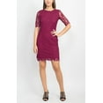 thumbnail image 3 of Nina Leonard Crew Neck 3/4 Sleeve Bodycon Zipper Back Floral Lace Dress by Curated Brands, 3 of 6