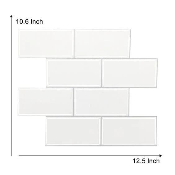 White Vinyl Peel and Stick Subway Tile