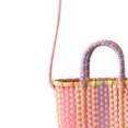 thumbnail image 2 of Woven Bag Colorful Plastic Strip Handle Small Cute Fashionable Square Bag for Summer Beach Light Pink, 2 of 5