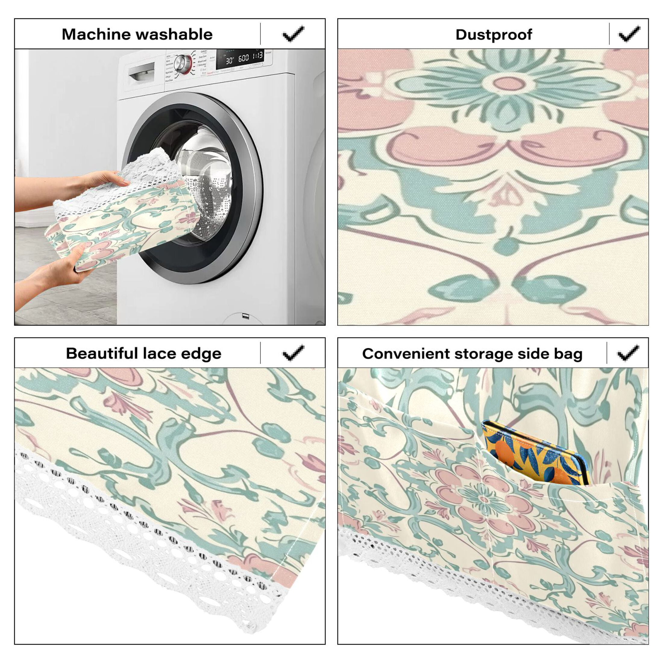 DEIARA Rose Red Boho Pattern Washing Machine Cloth Dryer Refrigerator Top Cover Protective Non-Slip Mat For Kitchen Laundry