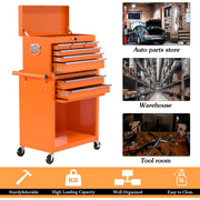 8-Drawer Tool Box on wheels, 2-IN-1 Rolling Tool Chest & Cabinet Large Capacity with , Lockable Tool Organizer for Garage Workshop Warehouse, Hidden Double Tool Box