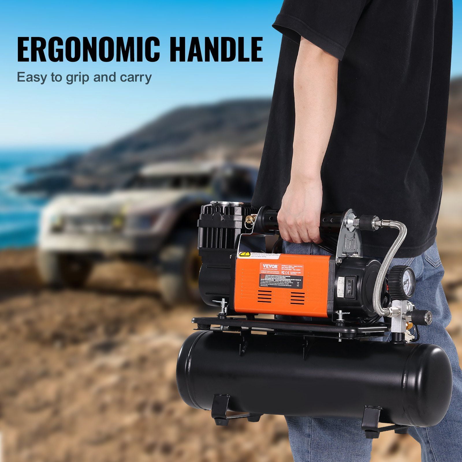 12V Portable Air Compressor with 6L Tank, 150 PSI Heavy Duty Tire Inflator for Trucks, SUVs, RVs, and Off-Road Vehicles