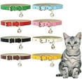 thumbnail image 3 of 8 collares de cuero hechos a mano para gatos con cascabeles y hebillas de metal pulido resistentes y ajustables, aptos para gatos, 8 colores, cambio diario, 3 of 5